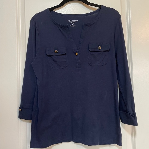 PIMA COTTON PIMA COTTON NAVY BLUE TOP SIZE M - Picture 2 of 5